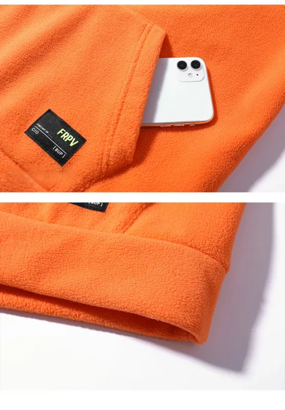 Men's Polar Fleece Sweatshirt Solid Color Street Style Autumn Winter Hood Sports Windproof Oversized High Collar Hoodie 5XL — image 11