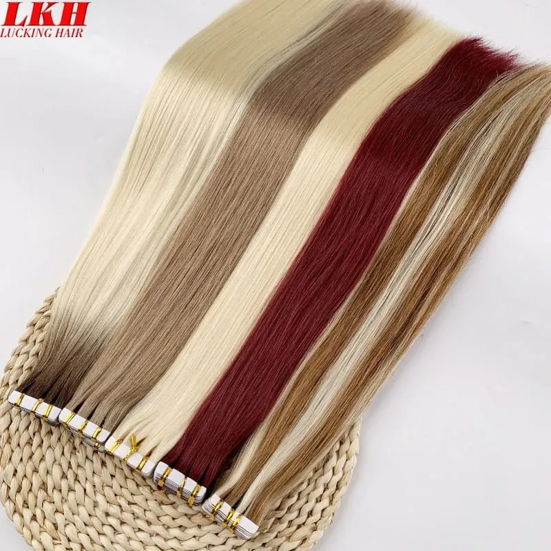 Luckinghair Wholesale 100% Virgin Double Drawn Straight Invisible Human Hair Tape in Extensions Wave Style — image 5