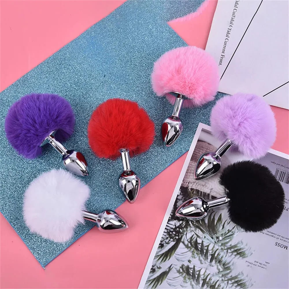 Plush Silicone Rabbit Tail Butt Plug Vibrator Dildo Prostate Massager Sex Toy Men Women Adult Reusable — image 4