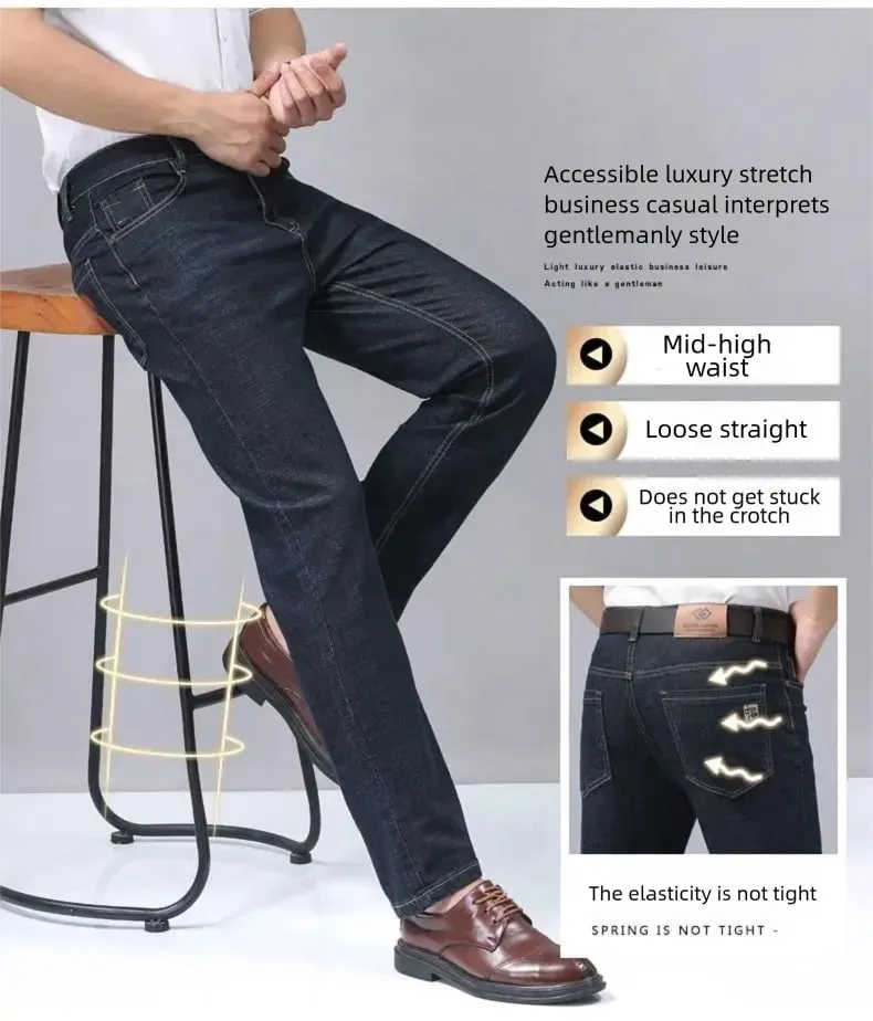 Men's Slim Fit Straight Leg Jeans Simple Casual High-quality Classic Retro Pants — image 9