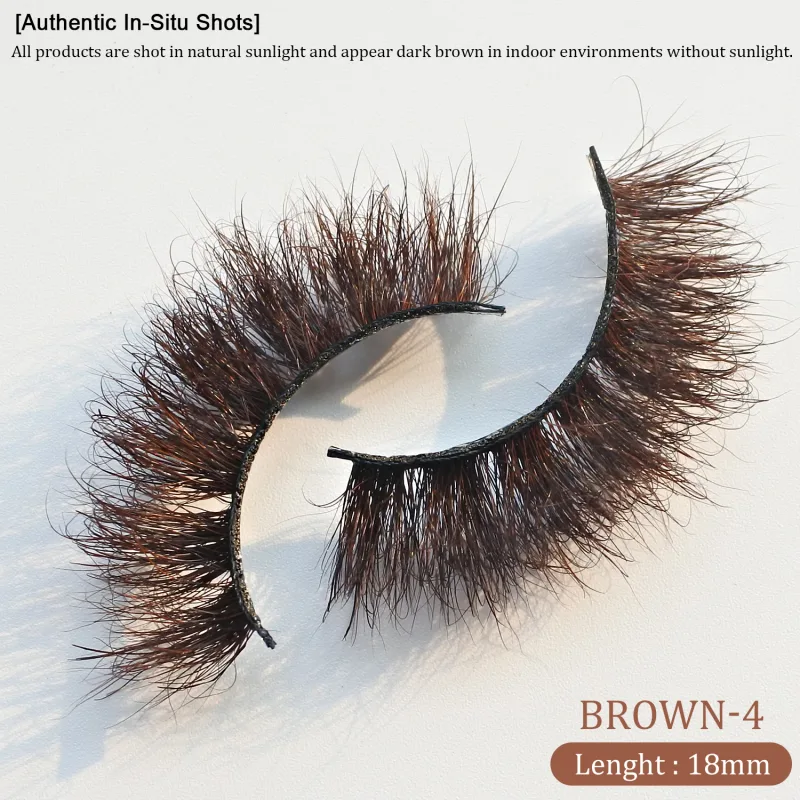 `Dark Brown 3D Mink False Eyelashes Fluffy Wispy Volume Strip Lashes Soft Handmade Brown Mink Lashes Natural Makeup Eye Beauty T — image 12