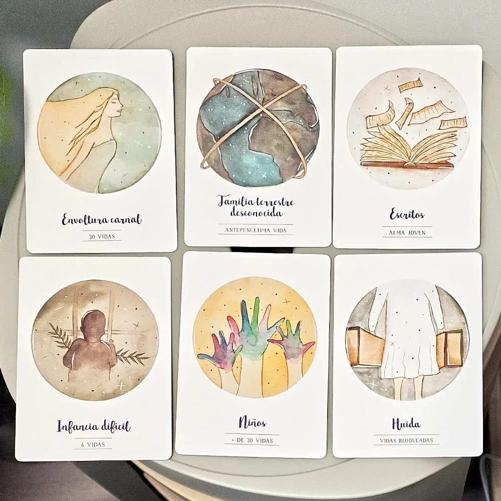 42 Pcs Vidas Anteriores Oracle Cards Spanish Edition Past Lives Deck for Karma Soul Healing 10.5*7.5cm Double-Sided Embossed — image 3