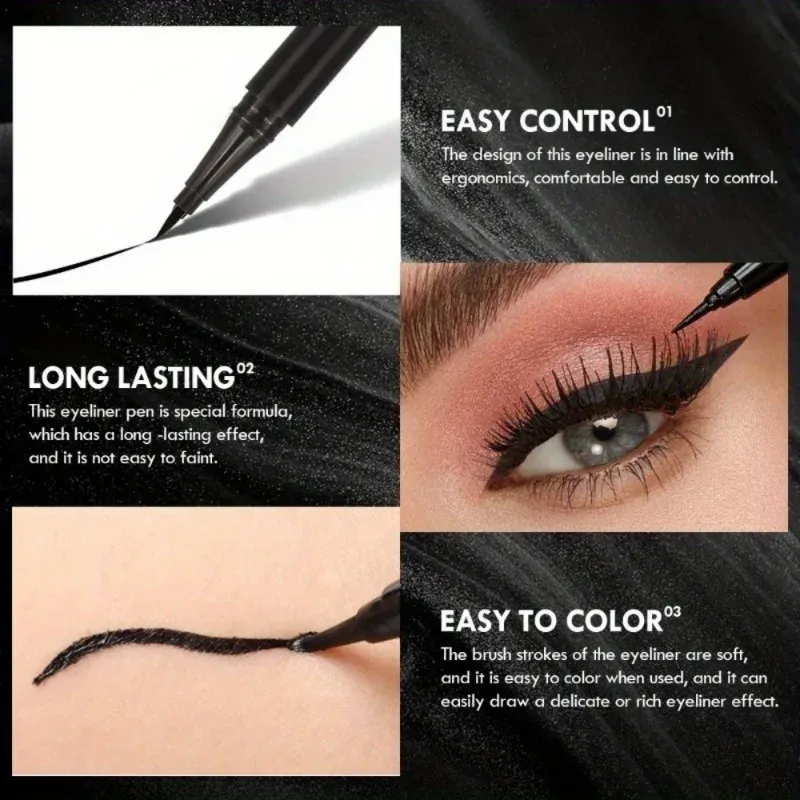 3Pcs Smooth Eyeliner Pen - Smudge-Proof Eye Pen Quick-Dry For All Occasions Black And Dark Brown Eye Makeup — image 3