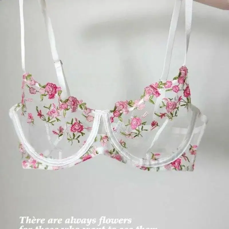 Sexy Sheer Lace Flower Embroidery Underwire Bra for Women Large Breast Minimizer Anti‑Sagging Comfort Everyday Wear YEMOMO S‑XL — image 12