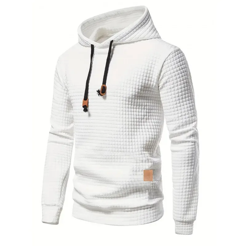 Men's Autumn Winter Jacquard Plaid Hoodie Long Sleeve Casual Pullover Fitness Running Sports Hooded Jacket Activewear Sweatshirt — image 8