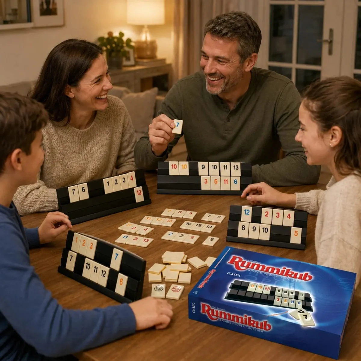 Rummikub Classic Number Tile Strategy Board Game with Black Racks Family Party Kids Adults English Version — image 5