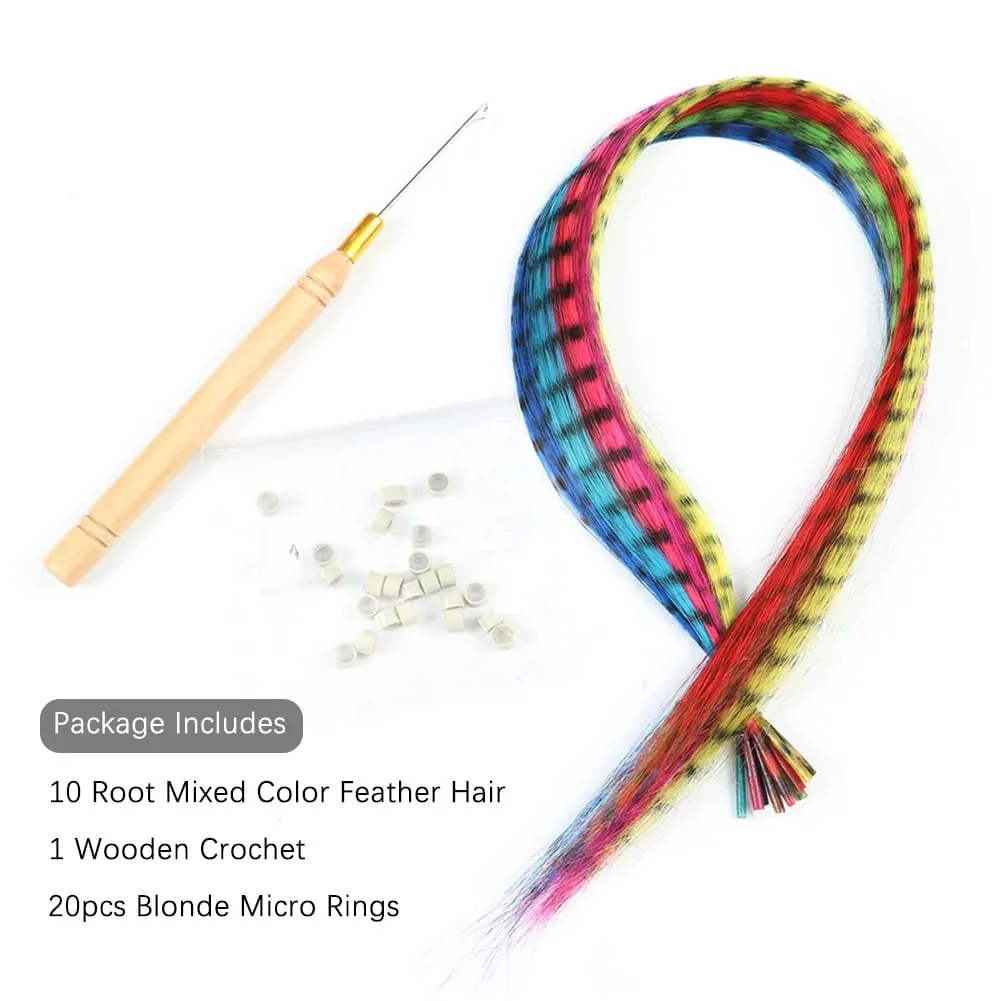 10 Root/pack Feather Hair Extensions Colorful I Tip Hairpiece 16inch Synthetic Hair Accessiories For Women Girls Daily Party Use — image 18