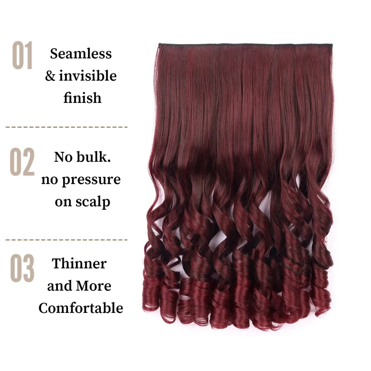 Synthetic clip in one piece hair extensions 5 clips in one piece hair wavy style 16inch french curl for women ladies daily party — image 5