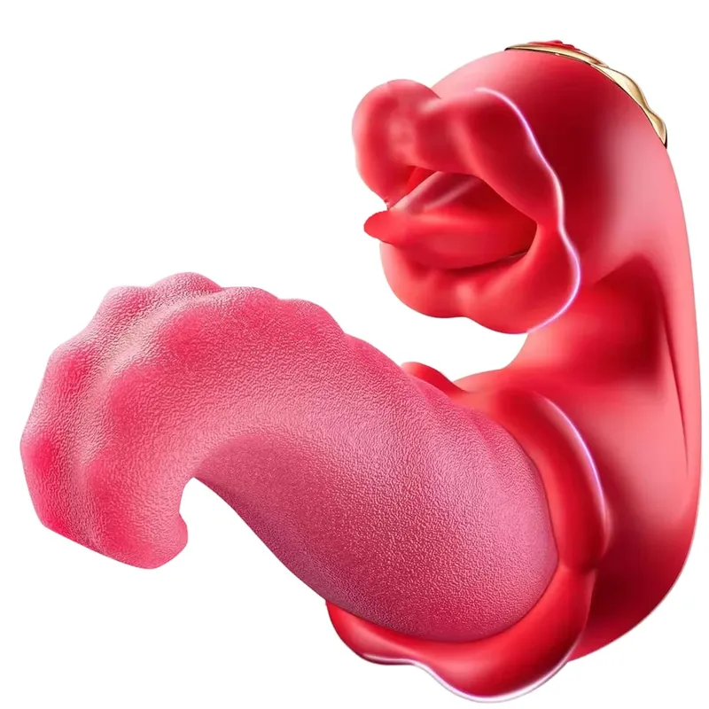 Rose Licking Realistic Tongue Vibrator G-spot Nipple Vagina Stimulator Clitoral Massager Thrusting Dildo Adult Sex Toy