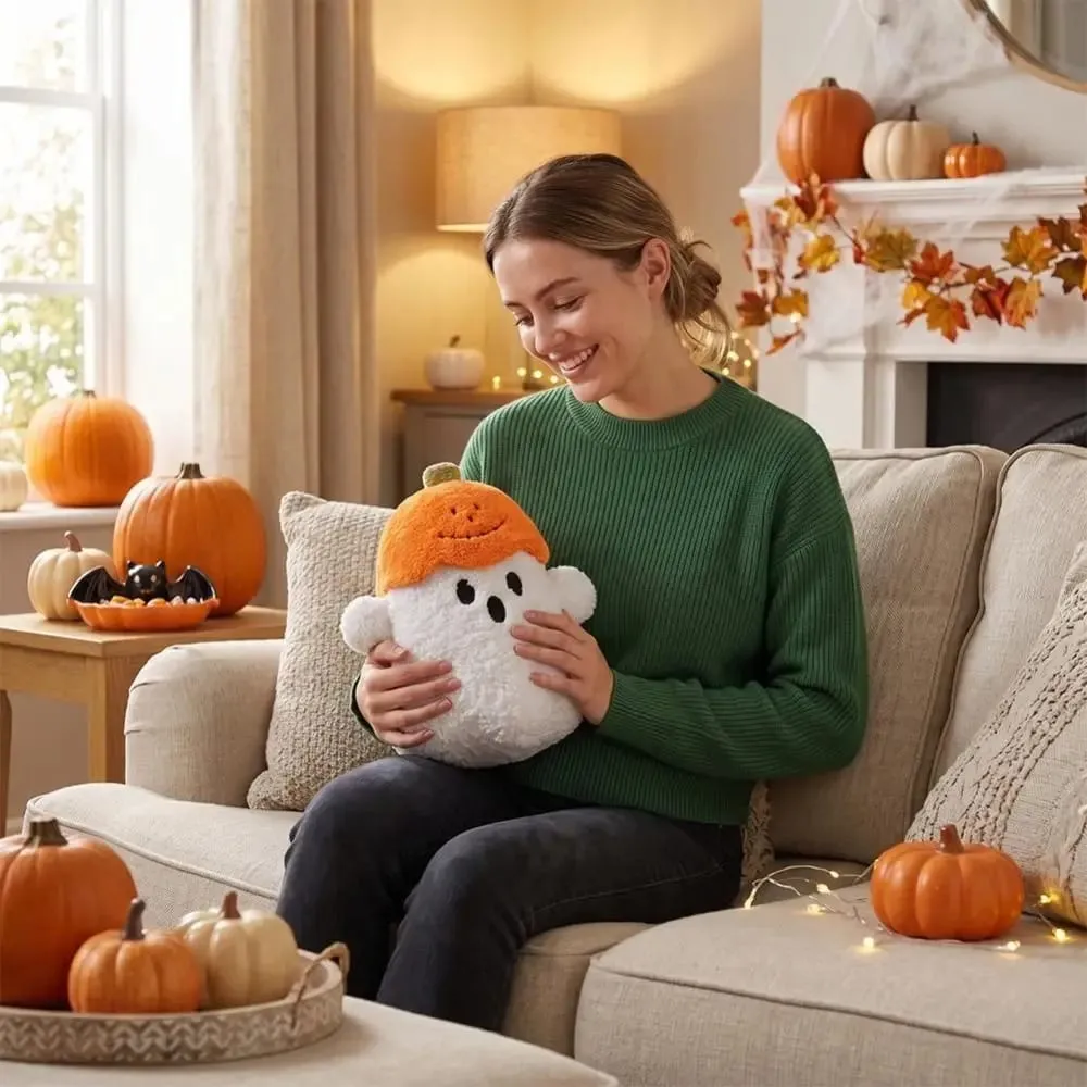 Cozy Ghost Decorative Cushion Hug Pillow Fabric PP Cotton Filling Pumpkin Pillow Ghost Halloween Theme — image 2