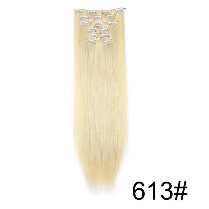 24Inch Synthetic 6pcs/set Long Straight Hair Extension Increasing Volume Extending Soft Comfortable Hairpiece for Women