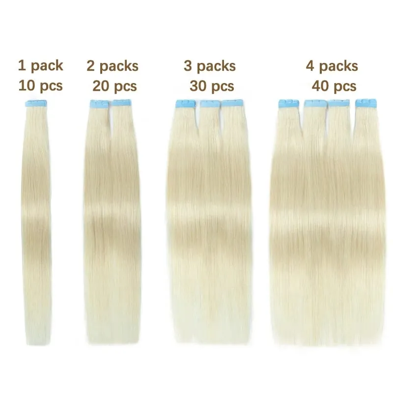 Natural Black Mini Tape in Hair Extensions Human Hair Extensions 3x0.8cm Tape on Hair 10pcs/pack Add Volume Tape Ins