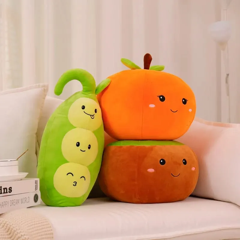 ZU Super Soft Plush Pillow Cute Fruits Kiwi Apple Orange and Vegetables Pea Chili Stuffed Toys Sofa Home Decor Cushion for Girl — image 5