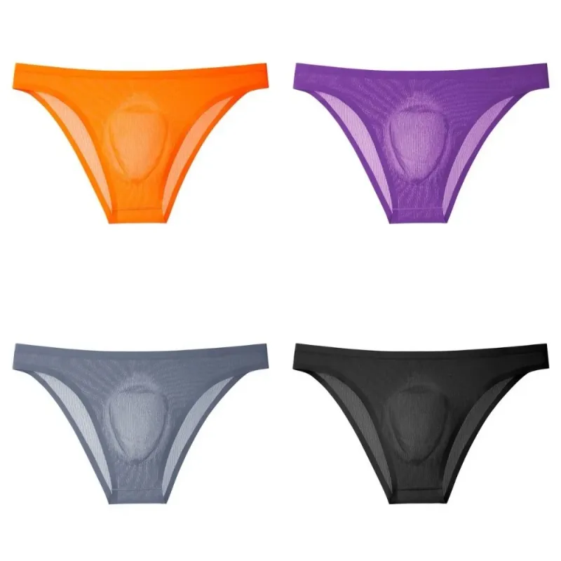 Calcinha triangular masculina de seda gelo macia, lingerie respirável, cuecas finas, cor sólida, tamanho grande, roupa íntima para homens — image 6
