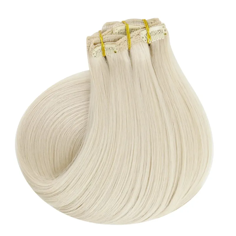 VeSunny Clip In Hair Extensions Human Hair 8 PCS Weft 140G-160G Hair Remy Hair Full Head Clip In Hair Extensions 8 PCS Weft