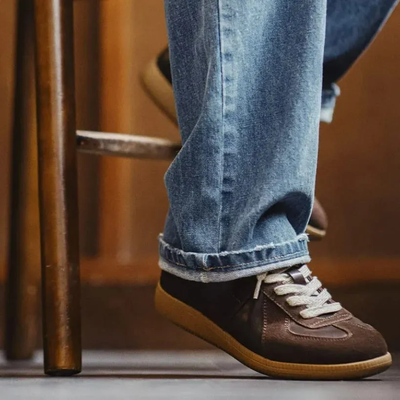 Maden Classic Brown Spliced German Trainer Shoes Flat Low-top Sneakers for Men's Spring and Autumn Casual Lace-up Sporty Shoes — image 2