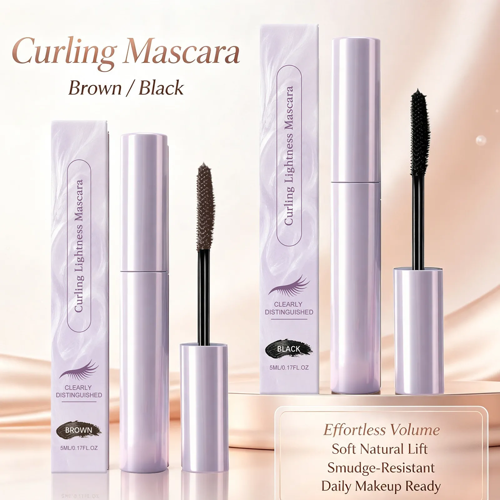 Curling Mascara Natural Lifted Lashes Waterproof Anti-Smudge Long Lasting Curling Strengthen Lashes Eye Cosmetic Black & Brown — image 5