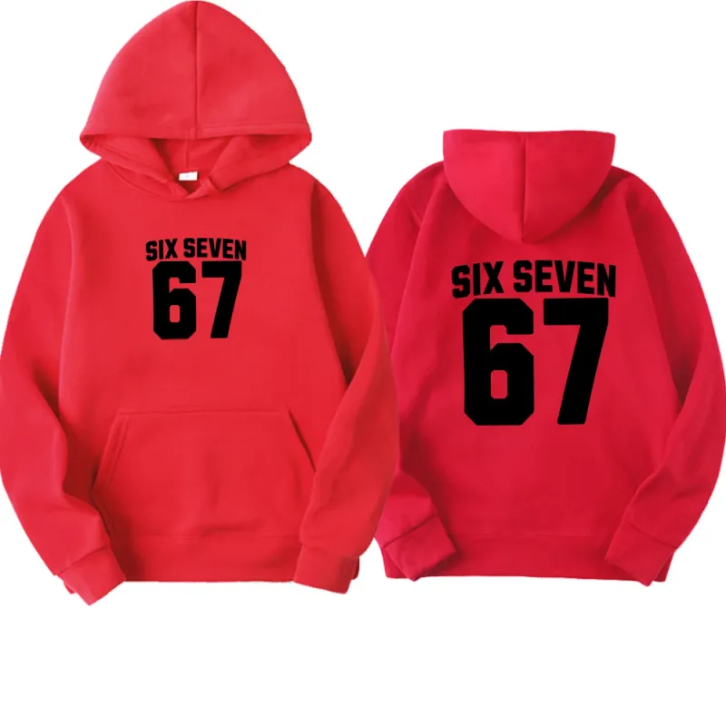 Men's Hoodie Six Seven 67 Number Letter Double Sided Print Pullover Sweatshirt Long Sleeve Loose Casual Hooded Tops Streetwear — image 6