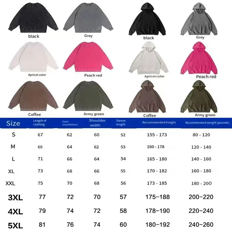Men's personalized custom-printed washed vintage hooded warm sports wear thick 350 grams comfortable and warm. — image 7