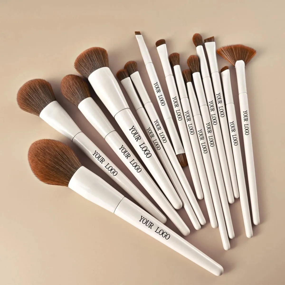 15pcs Makeup Brushes Custom Logo White Color Brown Hair Makeup Brush Set Private Label Pro Beauty Tools Wholesale 5set/lot — image 1
