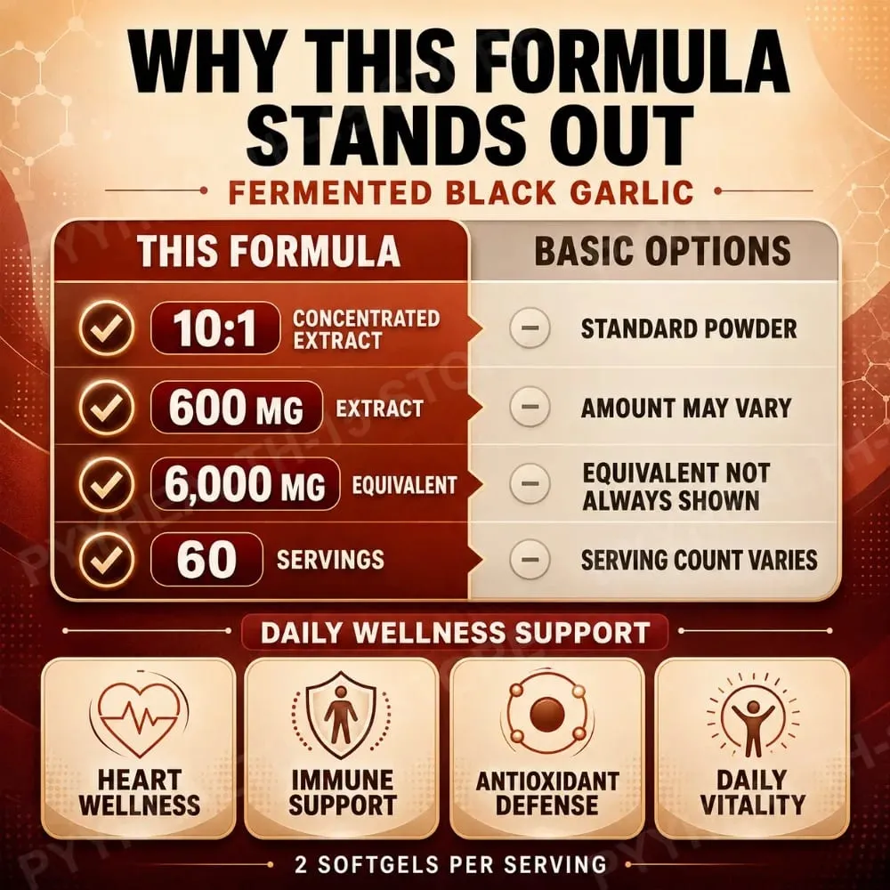 Black Garlic Extract Softgels 600mg 10:1 Concentrate for Heart Wellness Immune Support Digestive Balance Vitality 120 Count — image 6