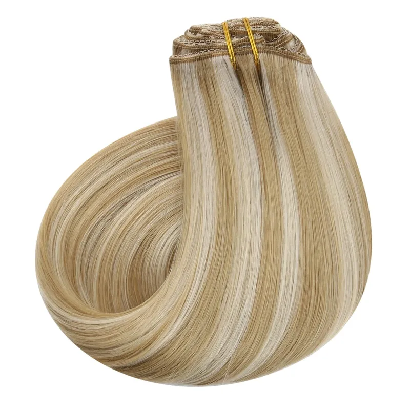 VeSunny Clip In Hair Extensions Human Hair 8 PCS Weft 140G-160G Hair Remy Hair Full Head Clip In Hair Extensions 8 PCS Weft