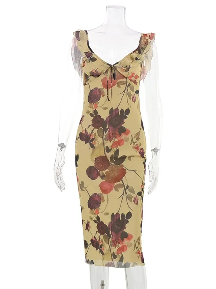 2026 New Mesh Midi Dresses V-Neck Lace-Up Sleeveless Leopard Printing Fashion Casual Street Style For Women Summer Chic — image 6