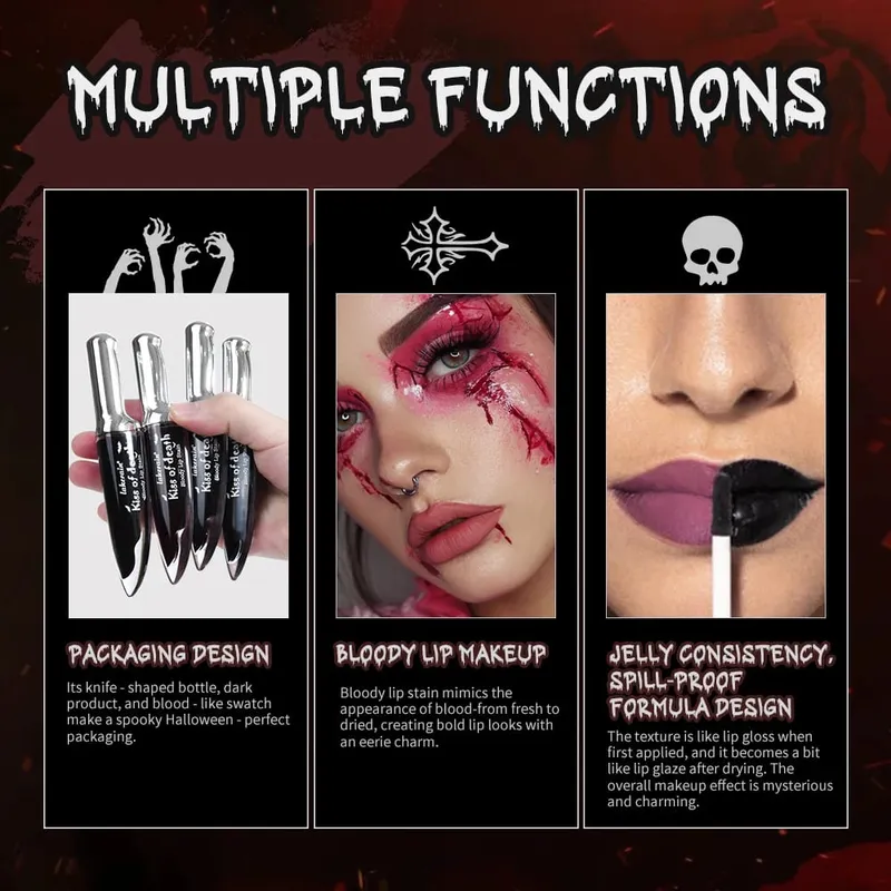 5-teiliges Halloween-Make-up-Set, temporäres Haarfarbenspray, Gesicht, Körperbemalungsstift, Lidschatten und Lippen-Make-up-Set, Festival-Party-Kosmetik — image 4