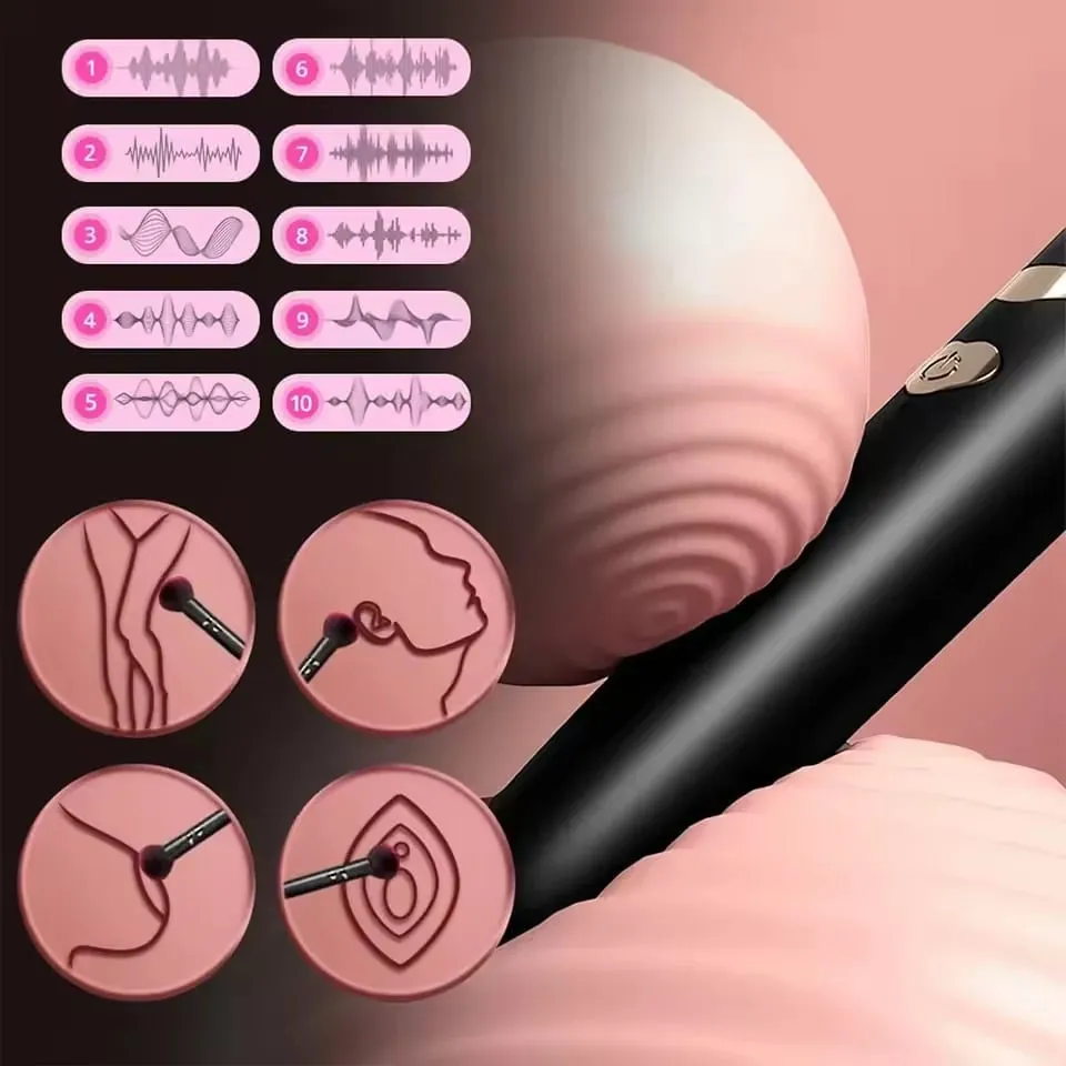 Makeup Brush Vibrator for Women Powerful Vibrating Nipple Clitoral Stimulator 7 Speed AV Wand Sex Toys for Couples Adults 18+ — image 5