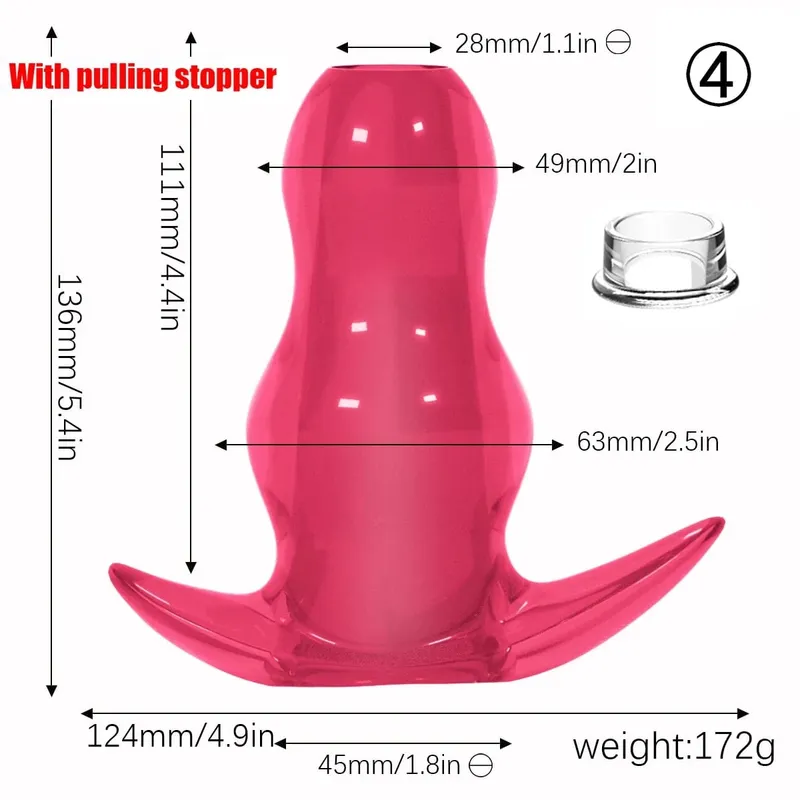 Purple TPE Hollow Tunnel Butt Plug Set - Graduated Open Anal Stretcher Plugs Flexible Sex Toy para sa Mga Lalaki at Babae — image 8