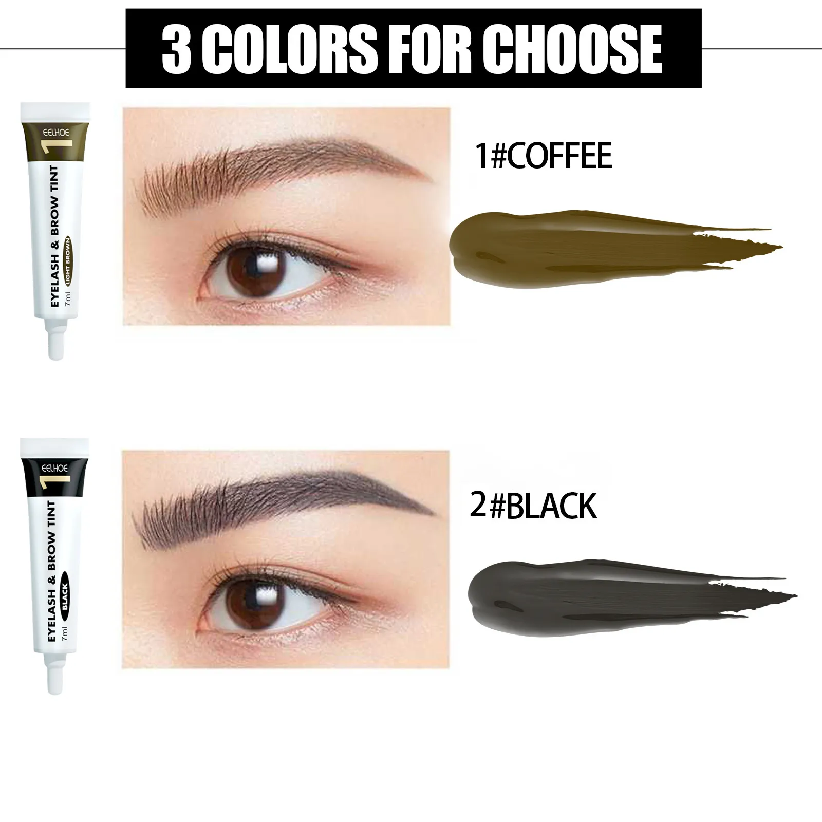 Eelhoe 2-In-1 Eyebrow Eyelash Dyeing Set Lastin Nourishing Eye Care Makeup Lasting Lifting Waterproof Eyelash Thicker Dye Kits