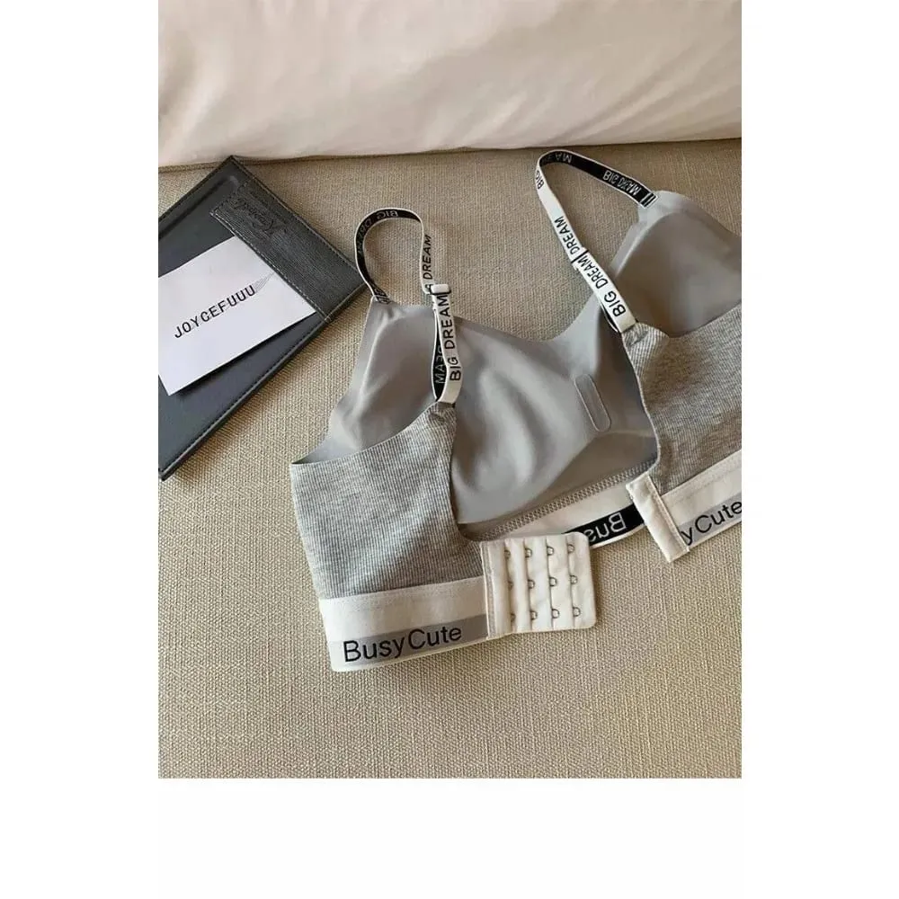 2026 New Letter Seamless Bra Set Wireless Comfort Support Small Bust Lift Anti-Sag Daily Sport Women Lingerie Underwear 32-38ABC — image 6