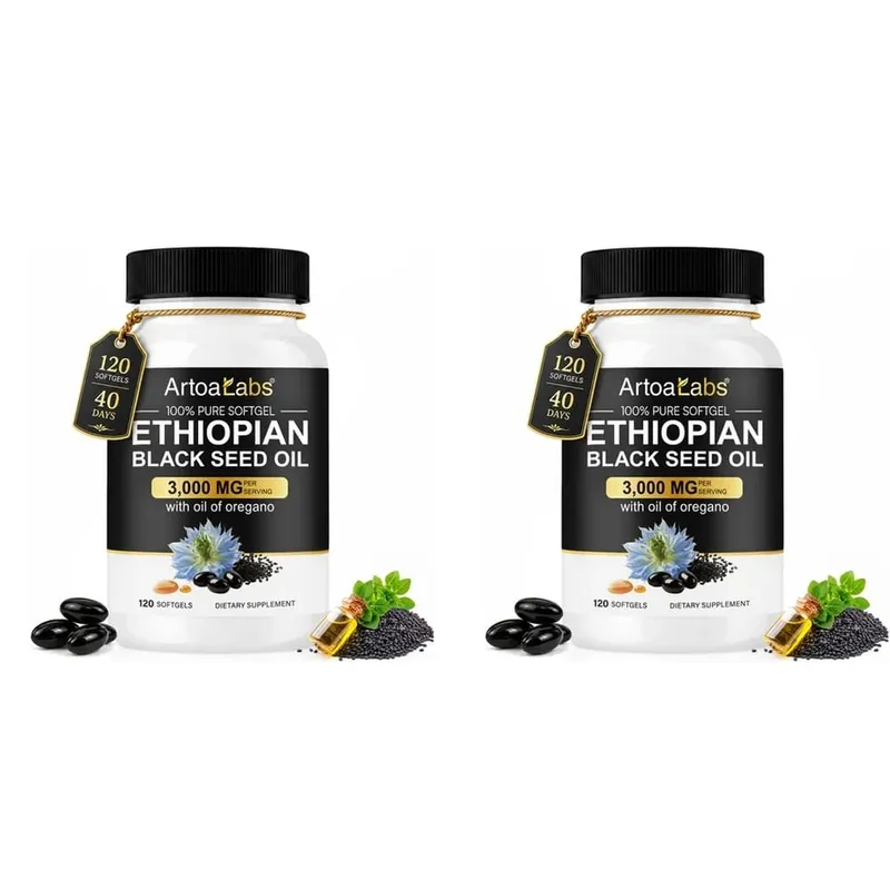Minyak Habbatus Sauda Ethiopia 3000Mg Kapsul Gel Lunak dengan Minyak Oregano Mendukung Kesehatan Kekebalan Tubuh, Keseimbangan Pencernaan & Vitalitas Harian 120 Hitungan