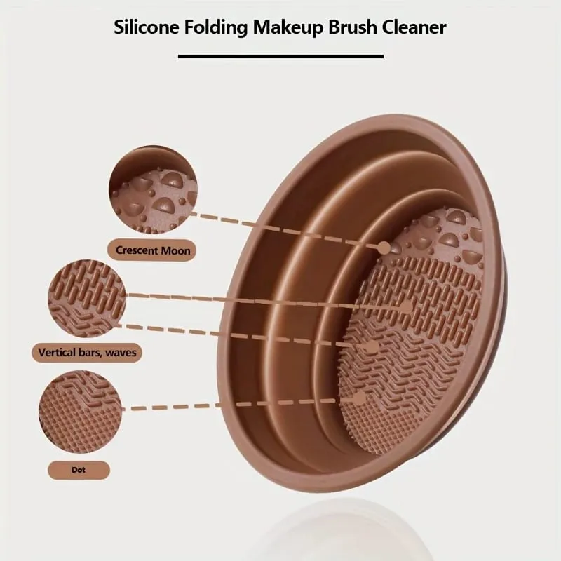 1 piece of foldable silicone makeup brush cleaner; Reusable; Portable cleaning tool suitable for makeup brushes and powder puffs — image 3