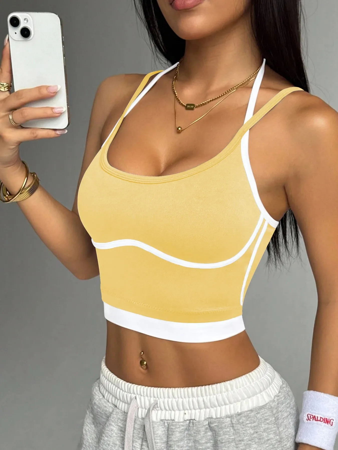 Color blocking non steel ring beautiful back sports vest for women's outdoor wear fitness running shock-absorbing gathering s — image 13