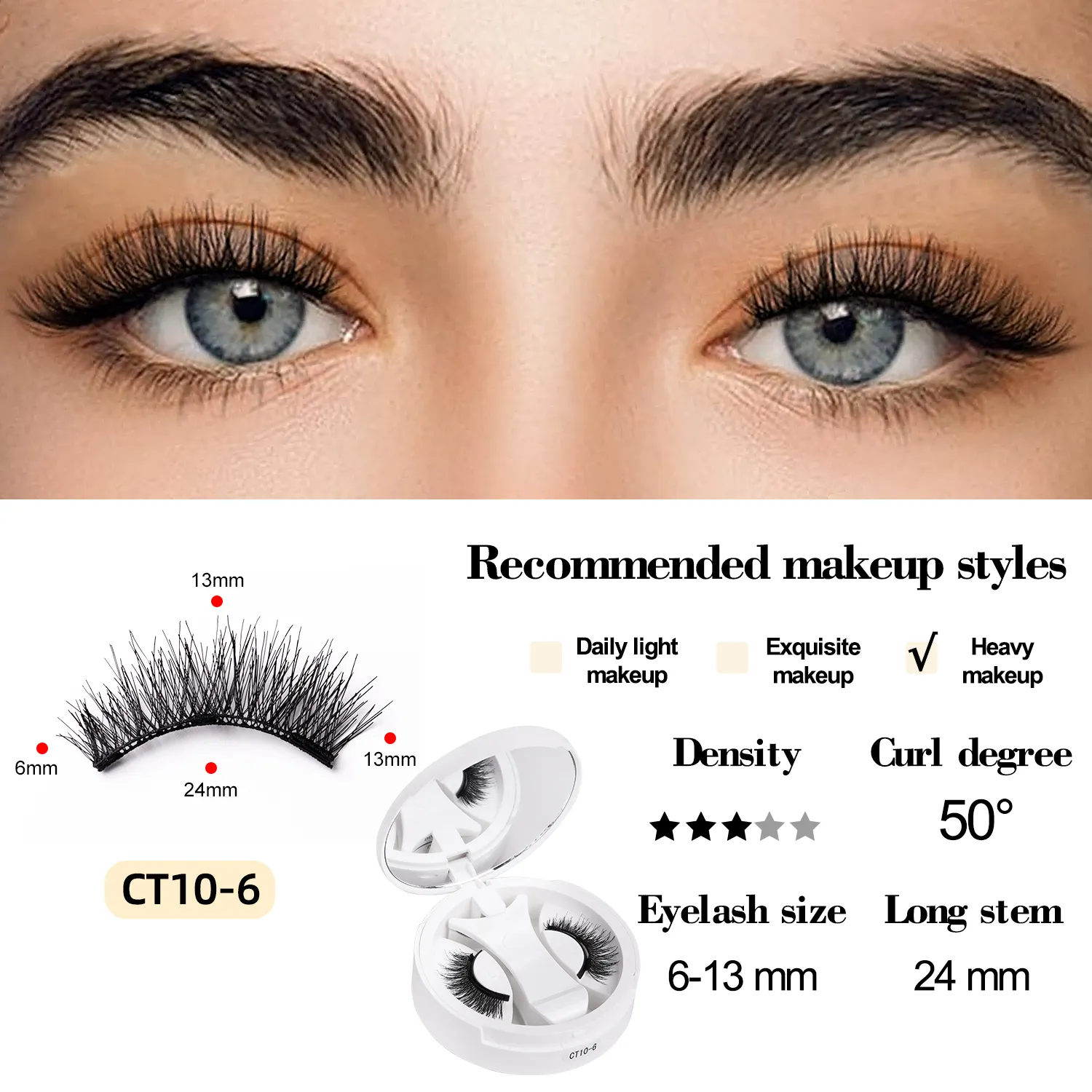 Soft Magnetic Eyelashes Kit Natural Look 3D Lashes Easy Apply Reusable No Glue Needed for Eye Makeup