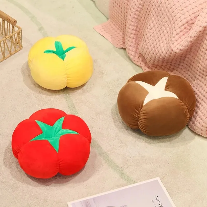 Kawaii Simulation Veggie Fruit Plush Cushion Persimmon Shiitake Mushroom Tomato Soft Decor Pillow For Bedroom Sofa Gift — image 3
