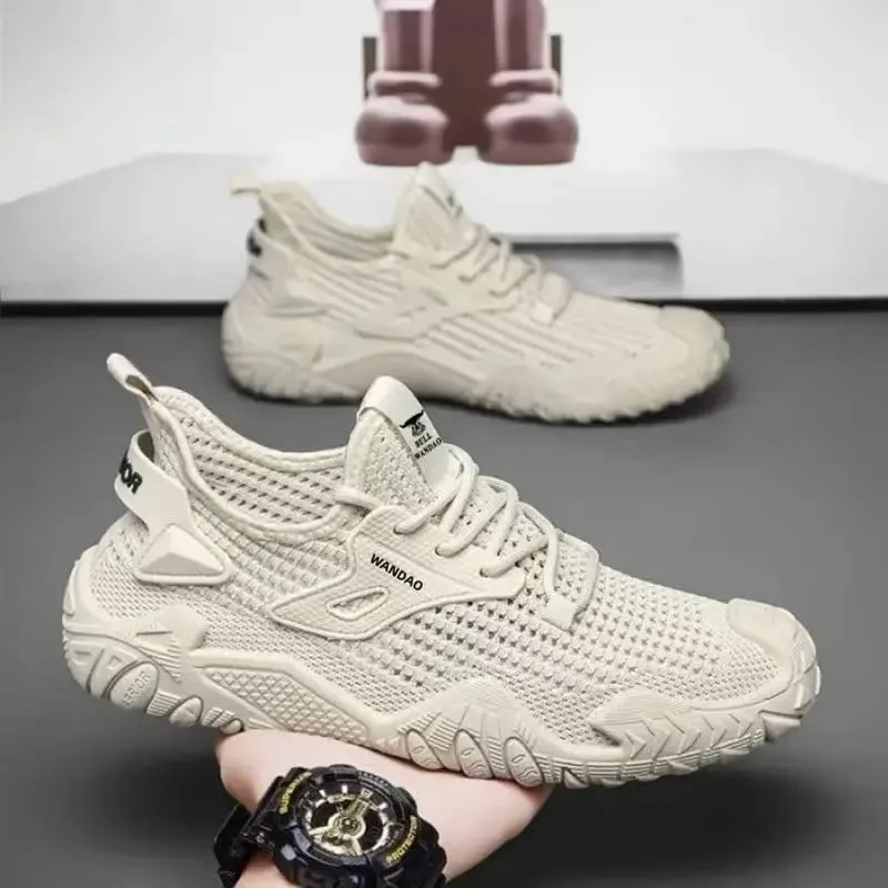 Men's Outdoor Sneakers Lace Up Breathable Mesh Comfortable Lightweight Walking Shoes Rugged Sole Daily Wear — image 3