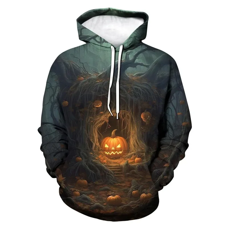 Novelty Halloween Pumpkin Graphic Hoodie Men 3D Printed Skull Sweatshirt Casual Long Sleeve Pullovers Tops Autumn Casual Hoodies — image 6