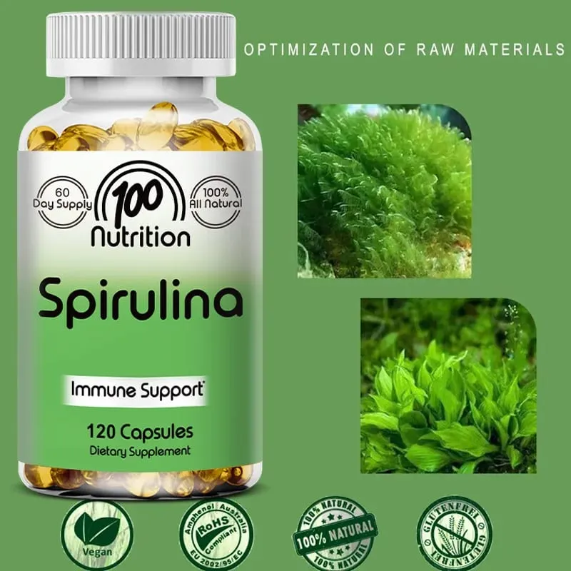 Organic Spirulina Capsules 700mg Supports Detoxification Immune Cardiovascular Health & Energy Antioxidant Vegan Non-GMO — image 2