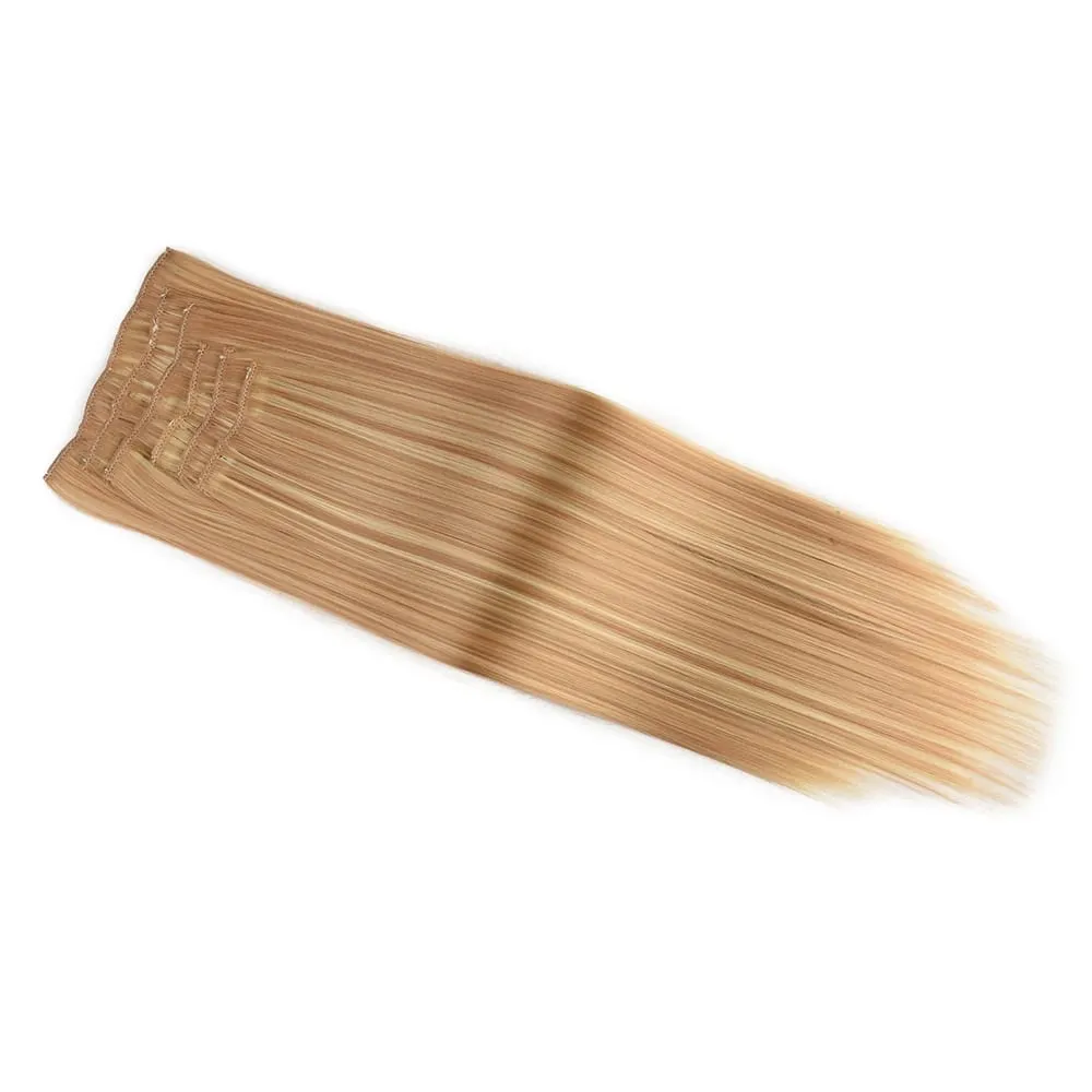 Jeedou Jeedou 6Pcs Clip In Straight Hair Extensions 60cm Long Synthetic Hair Pieces With 16 Clips Heat Resistant Hair For Women