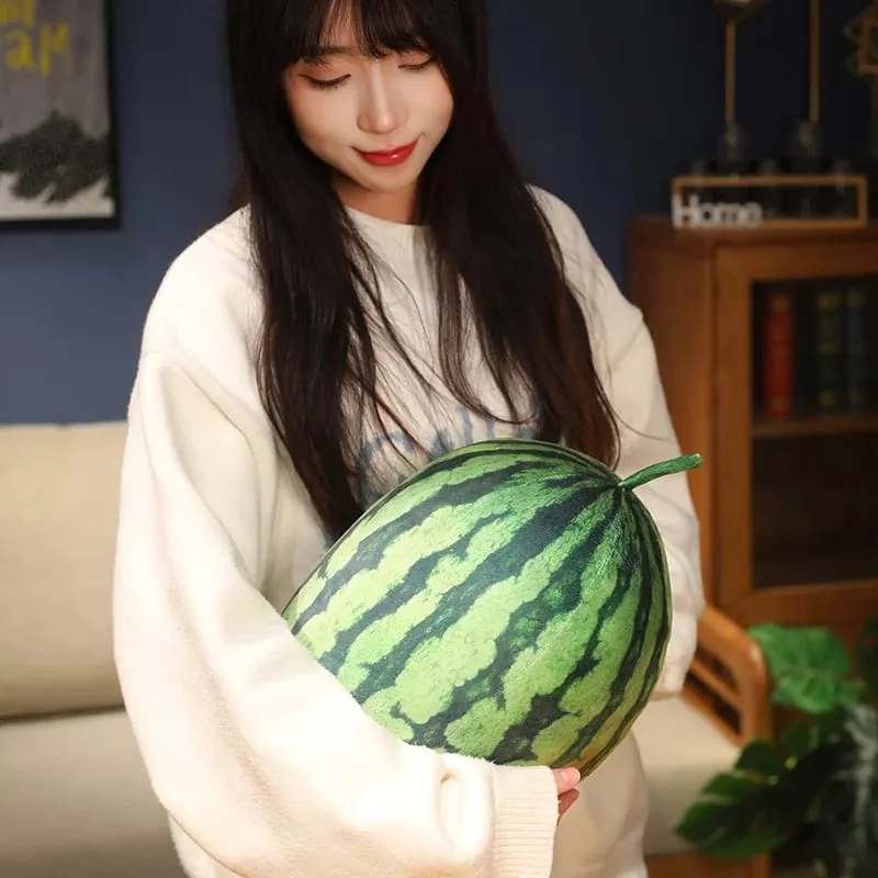 3D Simulated Watermelon Hug Pillow Round Long Watermelon Soft Plush Toys Fruit Sofa Cushion Suitable For Home Kids Gifts — image 5