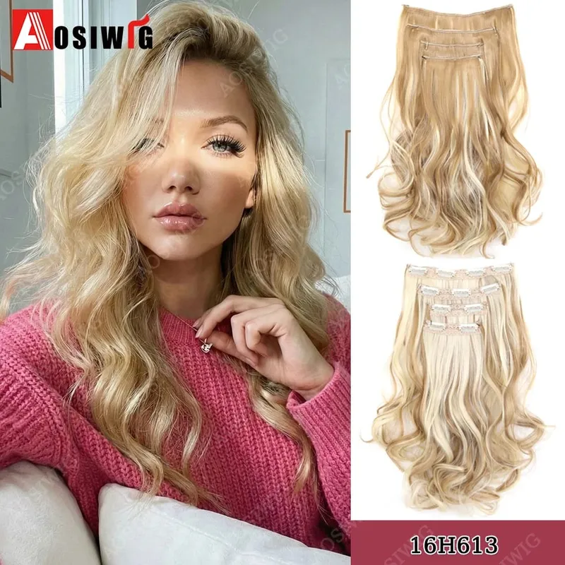 Synthetic 11 Clips Clips in Hair Extensions Long Curly Hairstyle Black Blonde Hairpieces Heat Resistant False Hair Daily Use — image 11