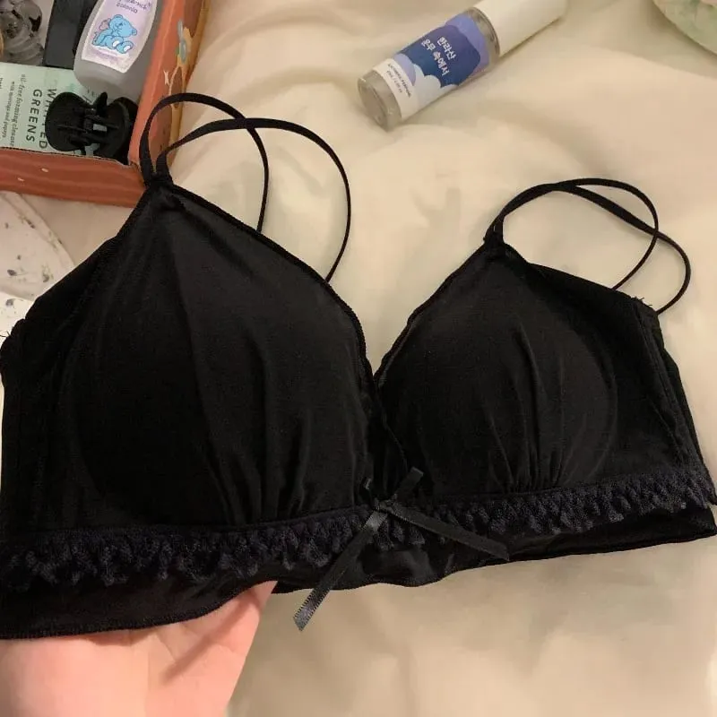 Women's French Ruffle Bralette Set | Wirefree Push Up with Silk Touch Thin Cups for Small Chest | Sweet & Trendy MOYISU Bra S-XL — image 3