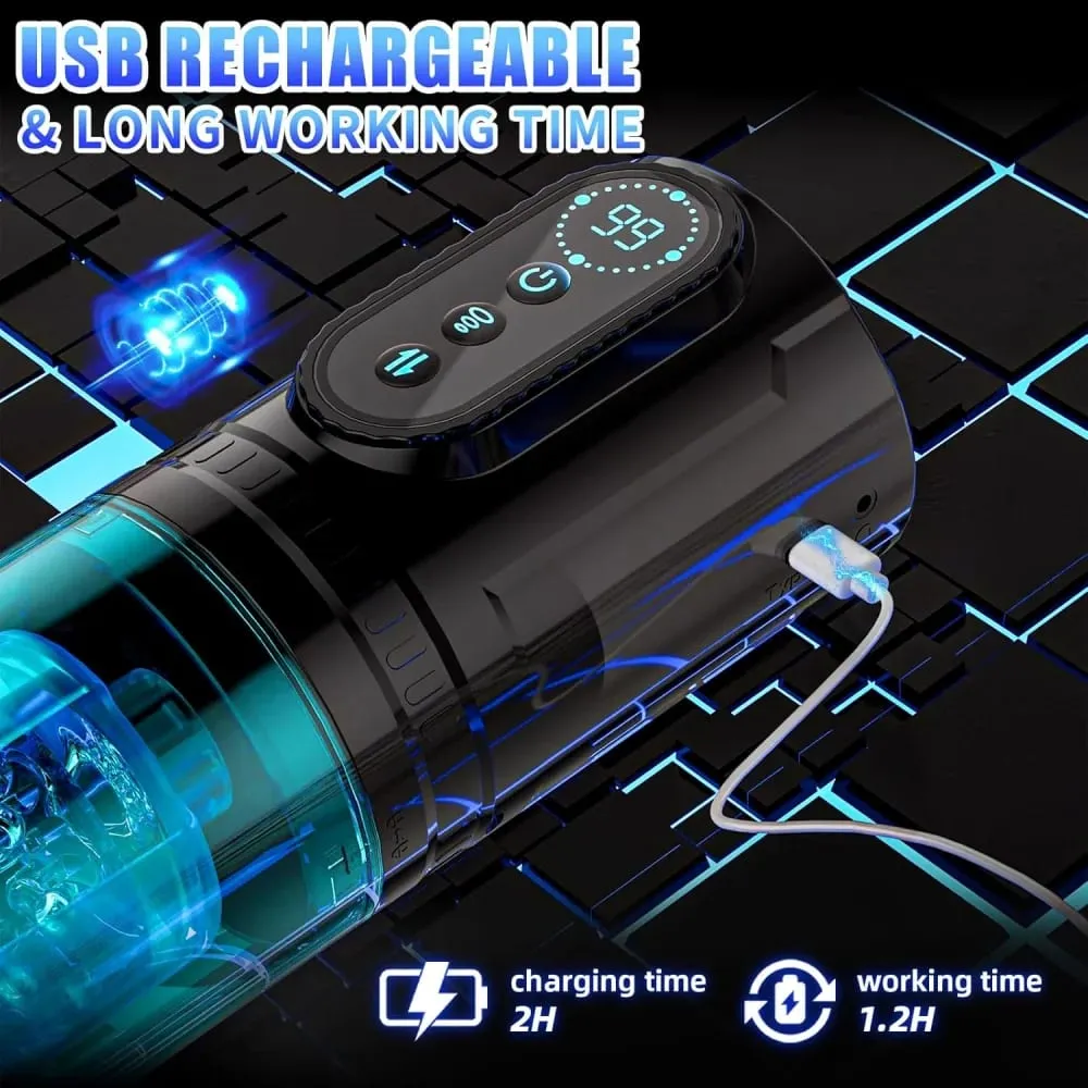 Men Electric Telescopic Sucking Masturbator Rotating Blowjob Masturbation Cup LCD Display Pocket Pussy Penis Pumps Adult Sex Toy — image 5