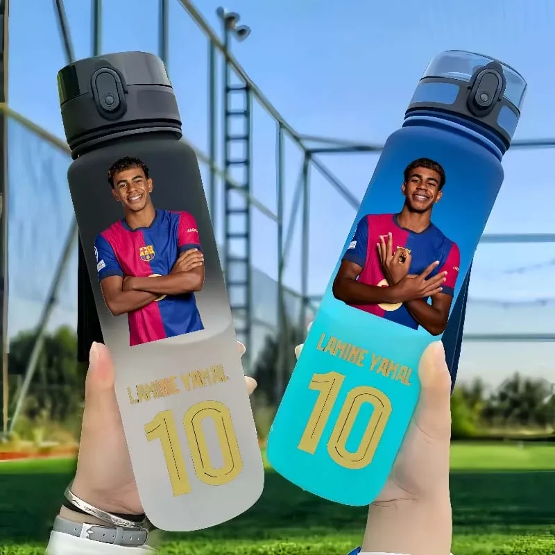 650ml Football Star Water Cup Lamine Yamal Portable Outdoor Large Capacity Sports Fitness Flip Cover Drinking Bottle Fans Gifts — image 1