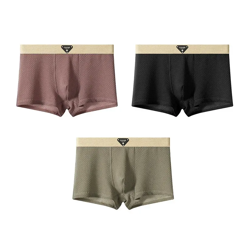 1/3PCS Men's Cool Ice Silk Boxers Shorts Summer Satin-like Solid Underpants Skin Friendly Breathable Mesh Crotch Male Underwear — image 26