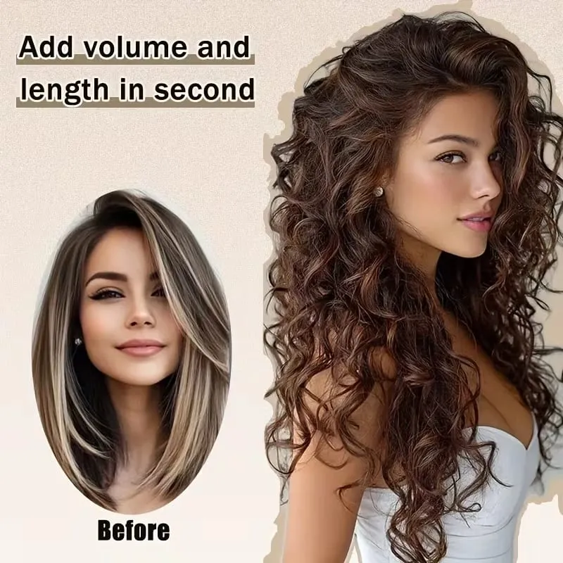 18Inch Synthetic Long Wavy Culry Fluffy Hair Extensions Invisible Fishing Line Soft Hair Pieces for Women Daily Wear — image 5