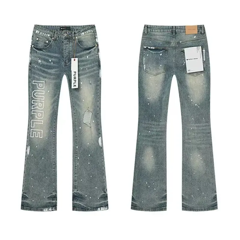 2026 RTA Men's Slim Fit Jeans Collection Distressed Ripped Paint Splatter Studded Patch Vintage Washed Streetwear Fashion Pants — image 17