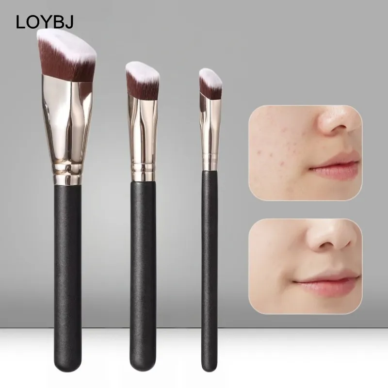 3pcs Angled Foundation Makeup Brush Set Professional Makeup Brushes for Liquid Foundation Cream BB Concealer Women Beauty Tools — image 1